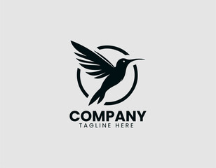 Fototapeta premium Hummingbird Bird Flying Vector Logo Design