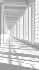 Obraz premium Sunlit White Colonnade Hallway Architecture Interior Design