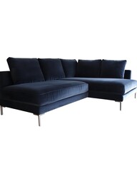 Black couch with a white background