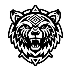 A solid style icon of bear tattoo