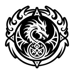 A solid style icon of primordial dragon symbol