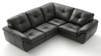 Obraz premium Black leather couch with four arms and four legs