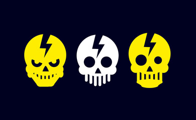 collection of skull and thunder on black