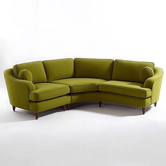 Fototapeta premium Green couch with a curved back and a green cushion