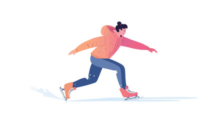Fototapeta premium Vector illustration of a stylized female figure skater in motion, using a flat design aesthetic and minimalist techniques with limited color.