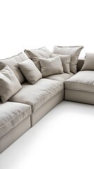 Fototapeta premium White couch with pillows on it