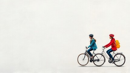 Fototapeta premium Two Women Riding Bicycles