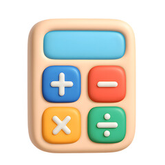 Fototapeta premium A colorful, 3D graphic illustration of a calculator, perfect for educational materials or apps.