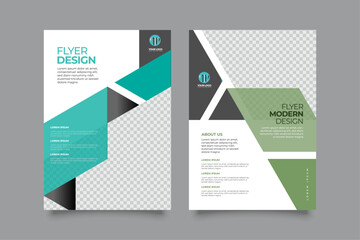 Brochure & Flyer designs with various shapes like round, triangular etc. and customizable colors like off-white, green, sky blue, pink, orange, blue etc.