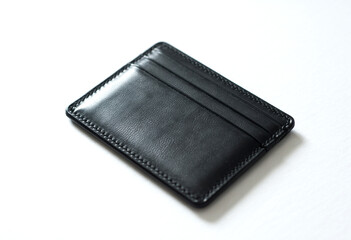 Black leather card holder minimalist wallet slim card case for men and women credit card wallet