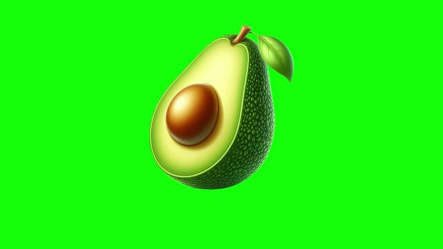 Avocado green screen animation motion graphic in 4K high resolution.