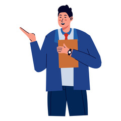 Businessman Character with Cartoon Design. Vector Illustration.