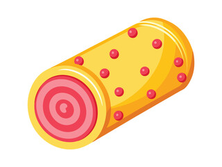 Close-up of roll with toppings, American street food concept. Vector Illustration