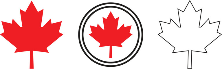 Canadian Maple Leaf Icon. Canadian Maple Red Leaf Logo Symbol.