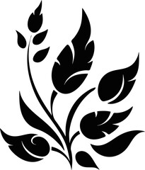 Elegant Thai Leaf Design - Silhouette Art