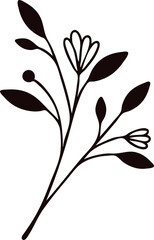 Simple Floral Branch - Silhouette Illustration