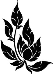 Stylized Thai Lotus Blossom - Silhouette Design