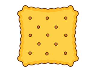 Fototapeta premium A square cracker with a wavy edge, small holes, and some brown spots on a white background