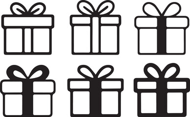 Vector of Black Gift Box Icon with Ribbons.