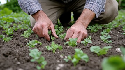 a farmer checking soil health by examining a handful of earth - stock photo
