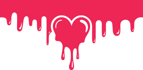 Melting Heart of Passionate Red Drips