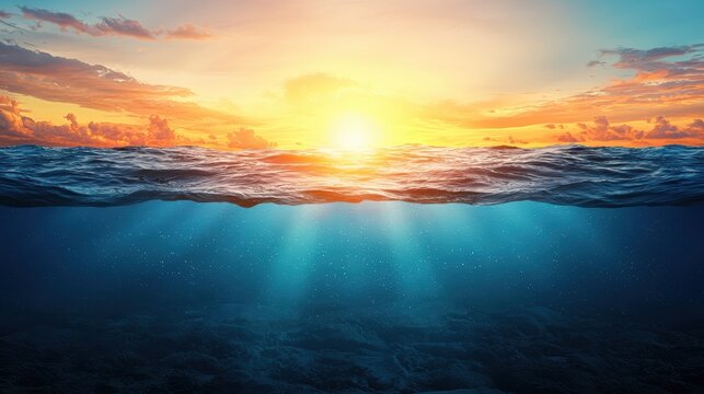 Serene ocean sunset with vibrant colors.