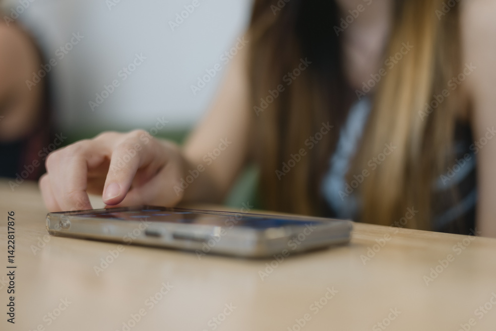 Poster social media marketing concept hand using smartphone searching data networks or chatting online. typ