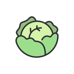 Cabbage colored icons, minimalist vector illustration ,simple transparent graphic element .Isolated on white background