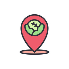 Cabbage location colored icons, minimalist vector illustration ,simple transparent graphic element .Isolated on white background