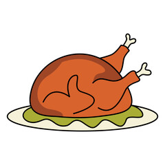 Thanksgiving Day Icon with Doodle Cartoon Style. Isolated Vector Illustration.
