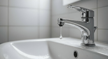 Modern Bathroom Faucet Dripping Water Conservation Plumbing Sink Washbasin Chrome Fixture Leak Repair Maintenance Drop