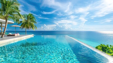 Luxury beach resort with infinity pool.