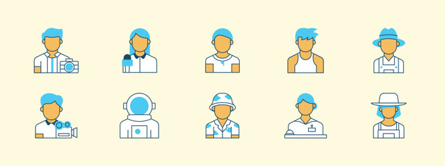 Profession icon set. Flat vector icon concept. Simple vector line icon.