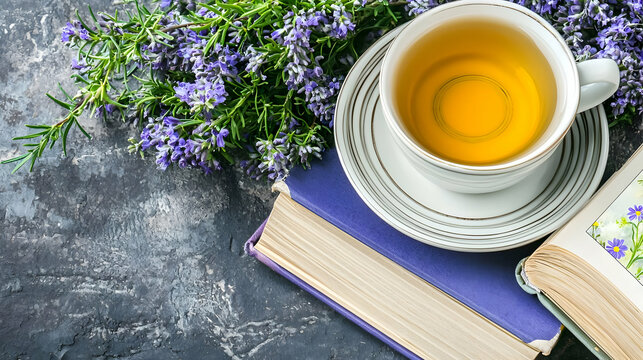 of mental health resources including books, herbal tea, and mindfulness cards 
