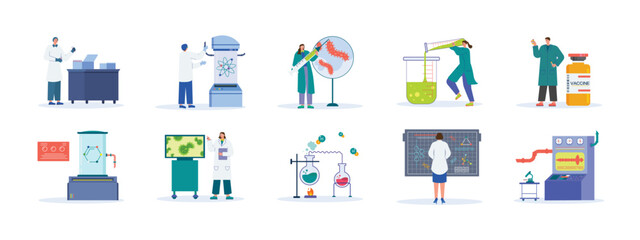 Laboratory illustration set. Flat vector illustration concept.