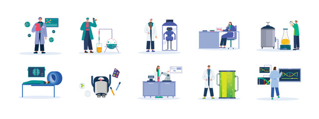 Laboratory illustration set. Flat vector illustration concept.