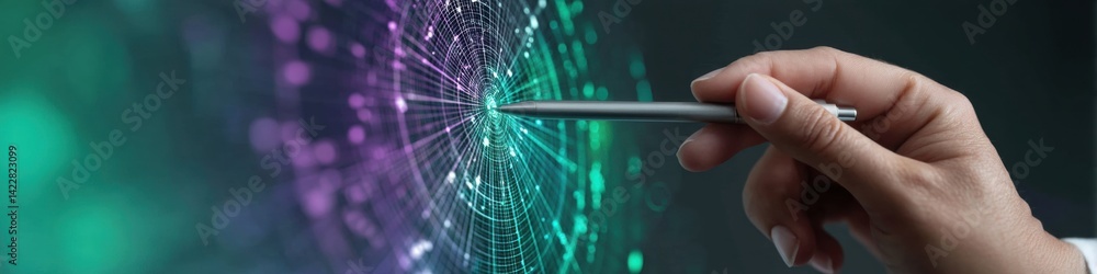 Poster Neurotech Analytics AI-Driven Performance Visualization with Holographic Data Network - Futuristic Digital Marketing Insight for Gen Z Entrepreneurs
