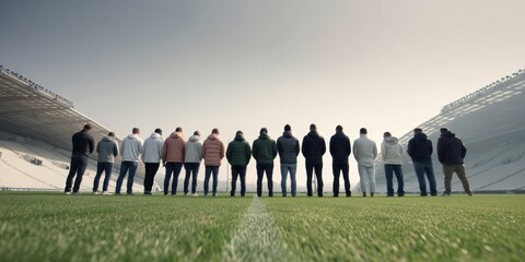 Urban Unity and Community Spirit Cinematic Stadium Silhouettes Capturing Collective Fan Experience - Authentic Social Marketing Visual for Sports Engagement Trends