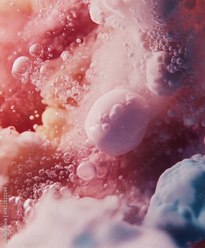 Poster Fluid Dynamics Ethereal Macro of Organic Bubble Textures - Innovative Visual Content for Digital Design, Marketing, and Creative Experimentation