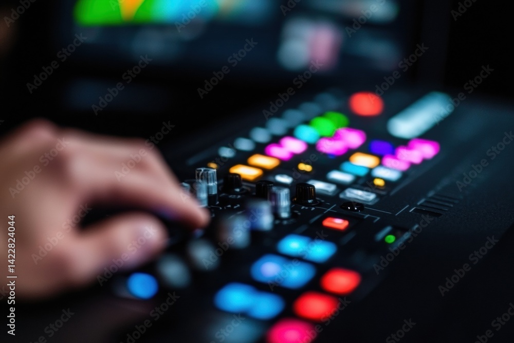 Aufkleber High-Performance Media Production Cutting-Edge Broadcast Control Panel with Immersive Multi-Color Interface - Next-Gen Digital Workflow Solutions for Creative Professionals