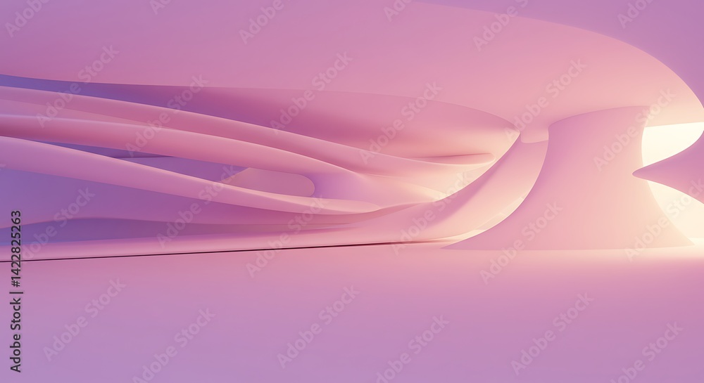 Poster abstract architecture background interior with curved design 3d render