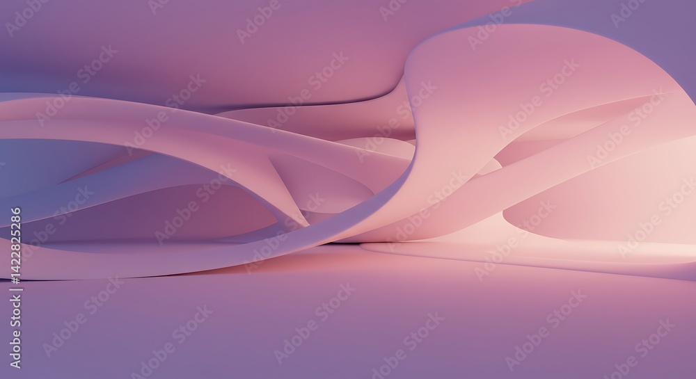 Poster abstract architecture background interior with curved design 3d render