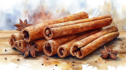 cinnamon sticks clipart creative generative watercolor illustration detailed illustration - image stock