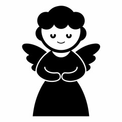 One little angel figurine with arms vector on white background.
