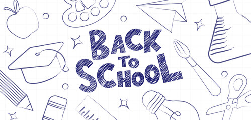 Back to School themed vector illustration featuring school supplies and creativity