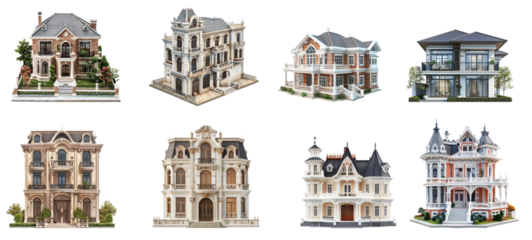 Collection of Villa isolate on transparency background