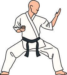 Karate Technique Pose Illustration