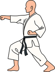 Karate Technique Pose Illustration