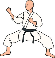 Karate Technique Pose Illustration