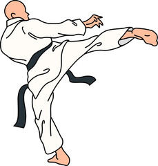 Karate Technique Pose Illustration
